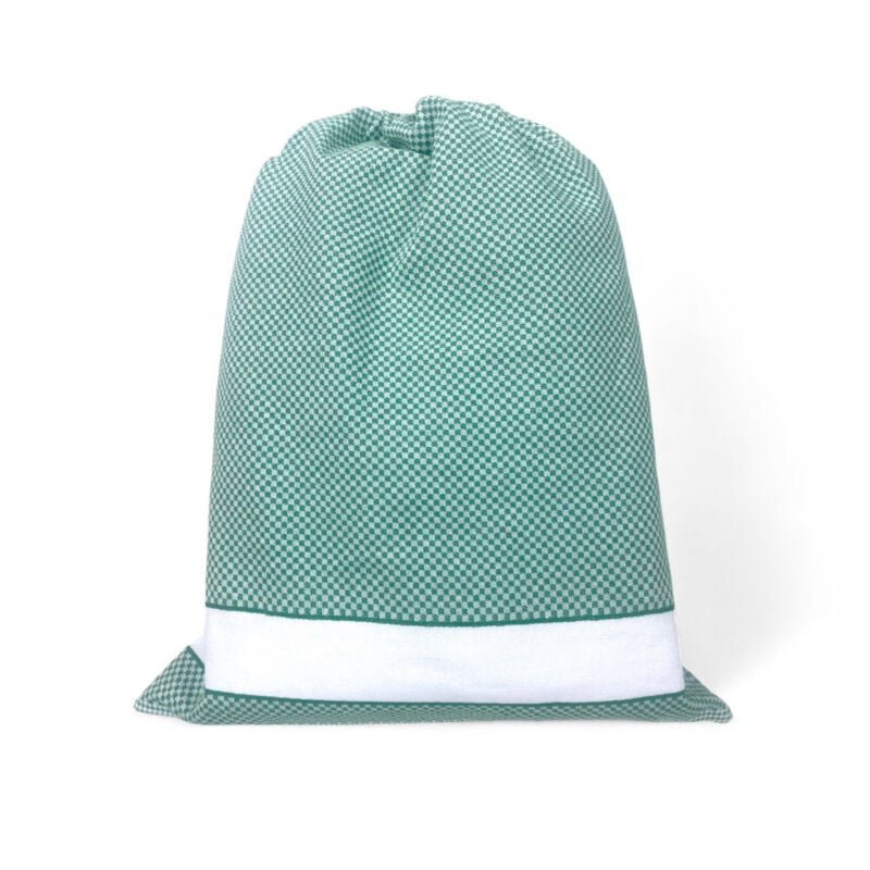 foto del prodotto easyzip sacca asilo con nome tela aida da ricamare sacca in puro cotone, disponibile in 9 colori, resistente e made in italy verde cm. 50x60