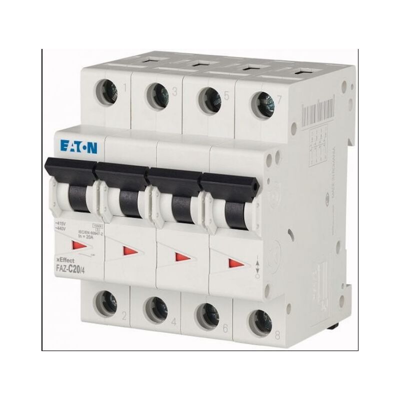 foto del prodotto eaton faz c20 4 interruttore magnetotermico 10ka 4p c 20a per sovraccarico 279062