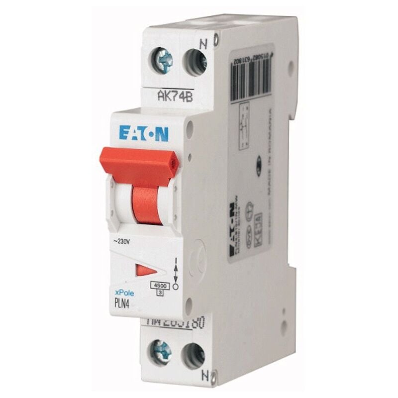 foto del prodotto eaton interruttore magnetotermico 10a 1p n 4,5ka 1 modulo 263190