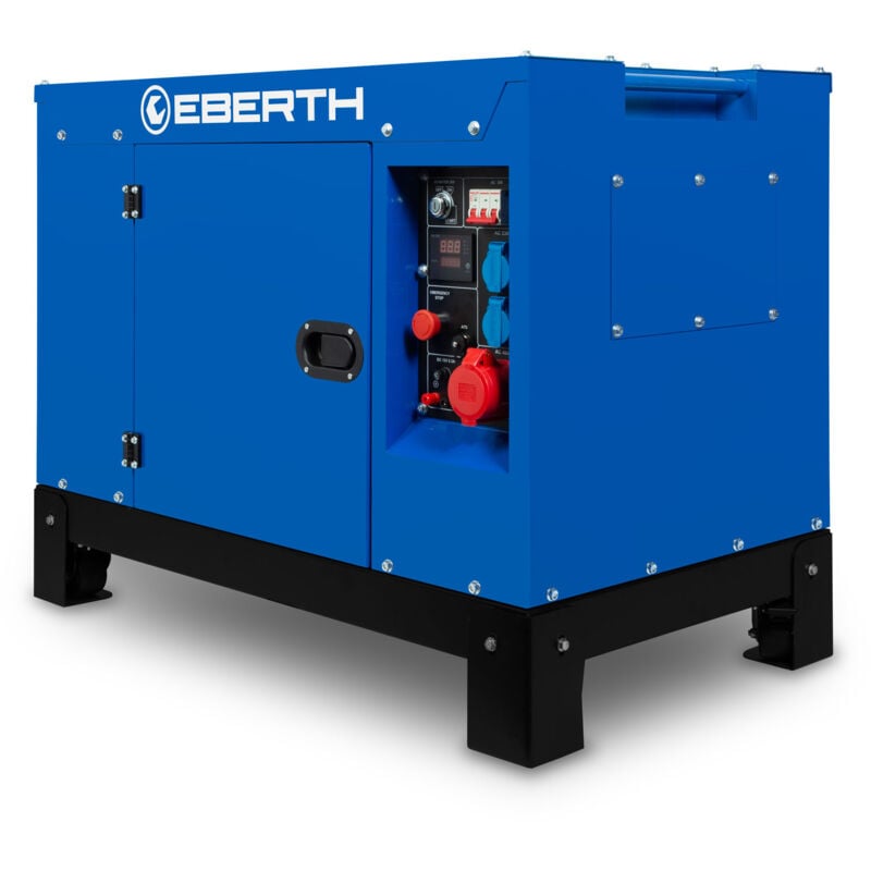 foto del prodotto eberth 10000watt generatore di corrente diesel, generatore di emergenza, motore diesel 4 tempi da 18,4cv, trifase con 1x 400v, 2x 230v, 1x 12v