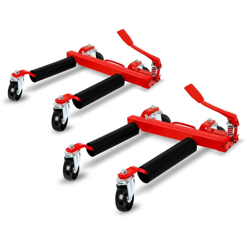 foto del prodotto eberth 2x cric idraulico per auto 2 pezzi , portata 680 kg ciascuno, larghezza max pneumatico 230 mm, larghezza minima 345 mm, massima 630 mm,