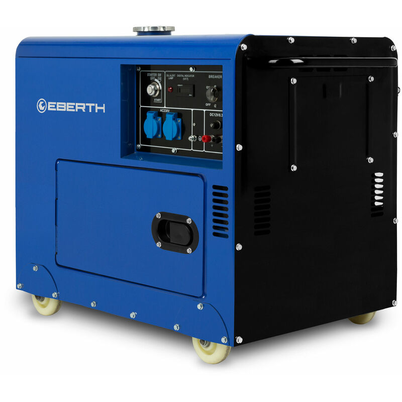 foto del prodotto eberth 5000 watt generatore di corrente diesel, gruppo elettrogeno con motore diesel 10 cv e avviamento elettrico, 4t, 2x 230v, 1x 12v, regolatore