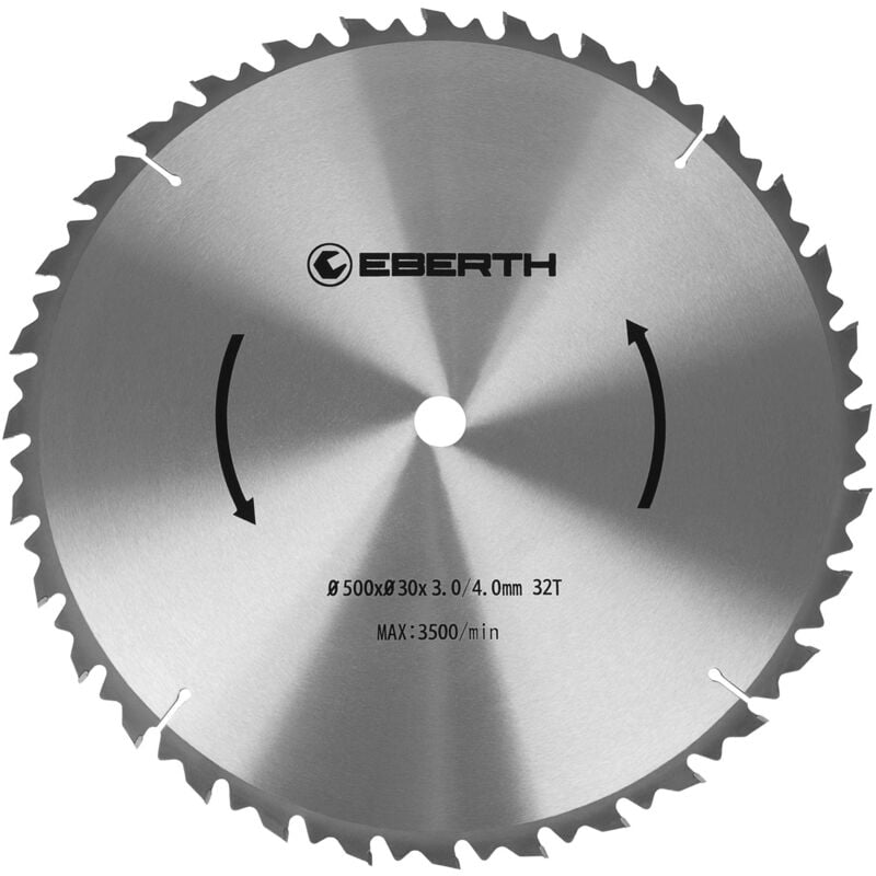 foto del prodotto eberth lama sega circolare tct per xilografie 500 x 3,0 x 30 mm, 32 denti, carburo di tungsteno 