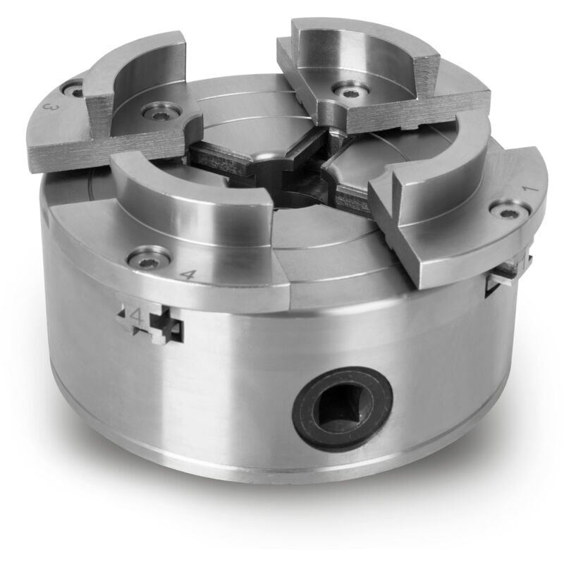 foto del prodotto eberth mandrino a quattro griffe con diametro di 125 mm, mandrino a 4 griffe autocentrante, filettatura di collegamento m33x3,5, accessori per