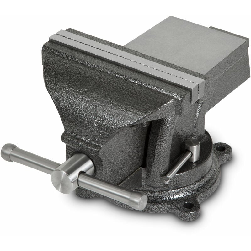 foto del prodotto eberth morsa in ghisa con incudine, larghezza ganasce 150mm, altezza totale 152mm, ruotabile a 360 , piastra 123mm, larghezza massima di