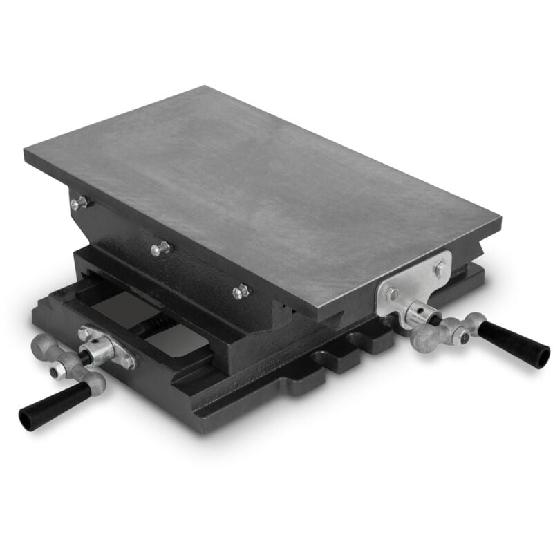 foto del prodotto eberth tavola a croce in ghisa e acciaio, piano di lavoro 200 x 360 mm, altezza 120 mm, morsa per lavori di foratura e fresatura, tavola di