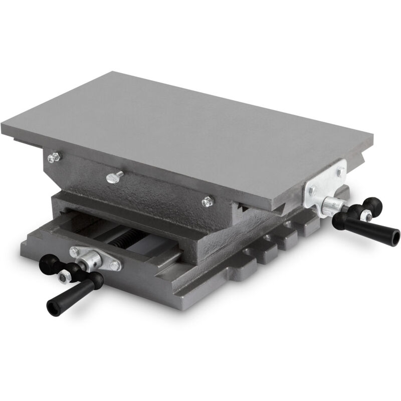 foto del prodotto eberth tavola a croce in ghisa e acciaio, piano di lavoro 200 x 360 mm, altezza 120 mm, morsa per lavori di foratura e fresatura, tavola di fresatura