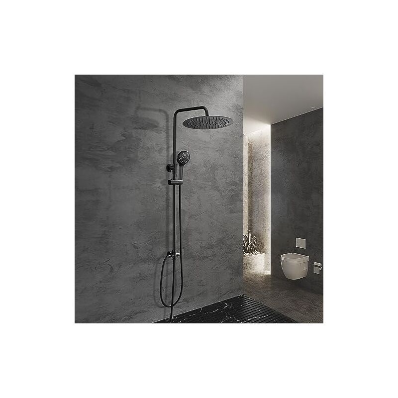 foto del prodotto ebuy24 g rbach colonna doccia idromassaggio sistema doccia nero in inox 304 doccia soffione colonna senza miscelatore set doccia a pioggia con
