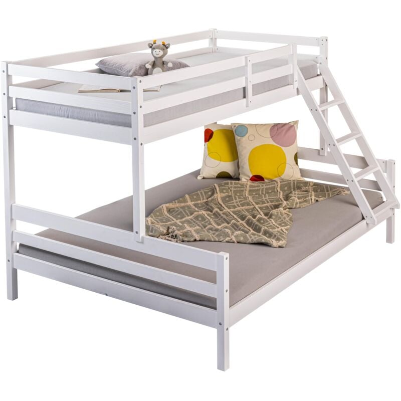 foto del prodotto ebuy24 letto a castello bianco senza rete a doghe 209 x 148 x 171 cm
