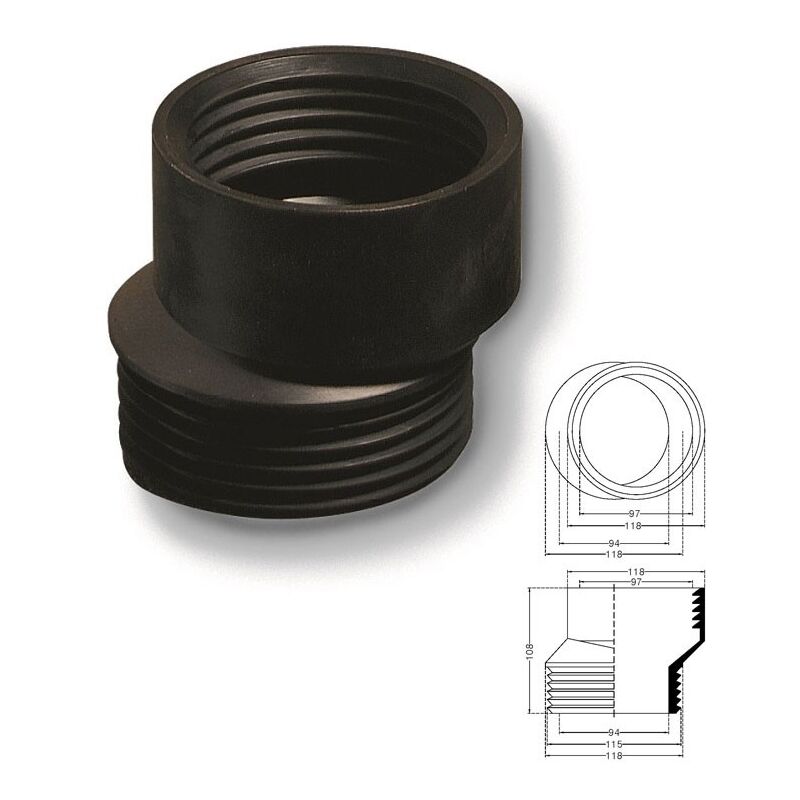 foto del prodotto eccentrico wc gomma nera 214800gn