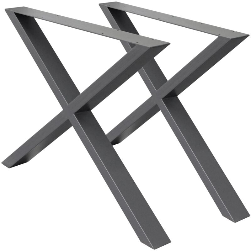 foto del prodotto ecd germany 2 x gambe per tavolo antracite struttura telaio design a x incrociate 60 x 72 cm in acciaio verniciato a polvere stile industriale
