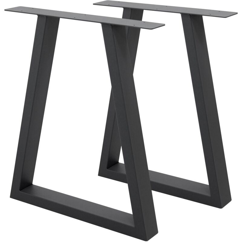 foto del prodotto ecd germany 2 x gambe per tavolo in acciaio 60 x 72 cm struttura a trapezio telaio tavolo antracite design stile industriale set di 2 piedi