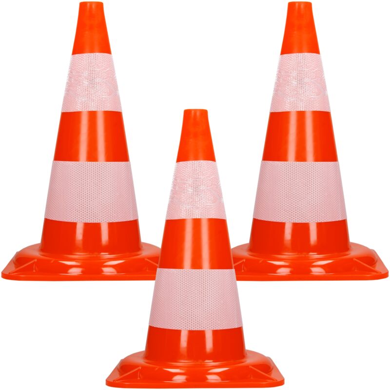 foto del prodotto ecd germany 3x cono segnaletico spartitraffico pilone traffico stradale 47 cm arancione bianco piloni strisce riflettenti avvertimento di traffico