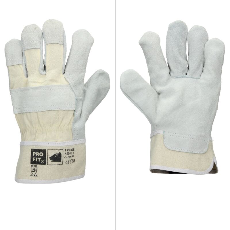 foto del prodotto ecd germany 48 paar pro fit rindspaltleder handschuhe gr e 9 l natur canvas stulpe leder arbeitshandschuhe rindspalt schutzhandschuhe
