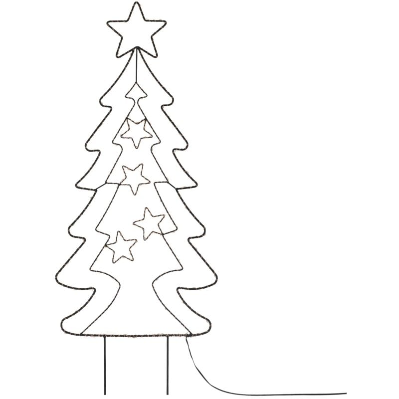 foto del prodotto ecd germany albero di natale luminoso con 90 led altezza 87 cm di metallo pvc luce bianco caldo funzione timer 6 ore funzionamento a batterie ip44