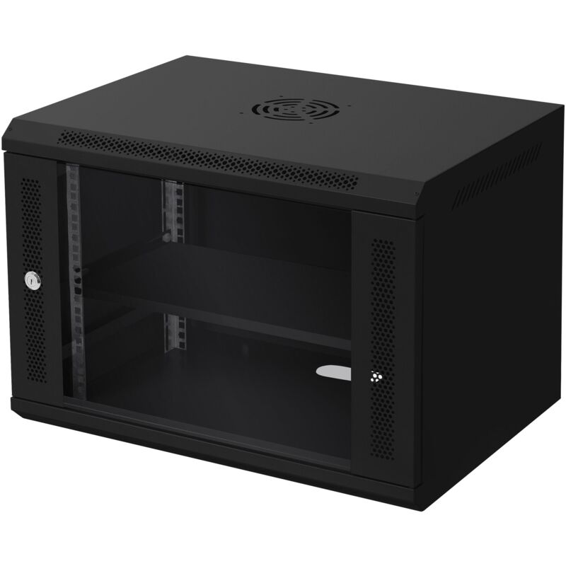 foto del prodotto ecd germany armadio rete 7u armadio per server 19 pollici nero montaggio a parete 450mm profondit 600 x 420 x 450 mm completo di montaggio porta