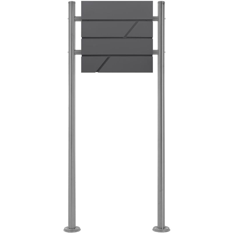 foto del prodotto ecd germany cassetta postale design moderno 37x11x37 cm in acciaio inox verniciato antracite buca lettere con porta giornale 2 chiavi incl. materiale