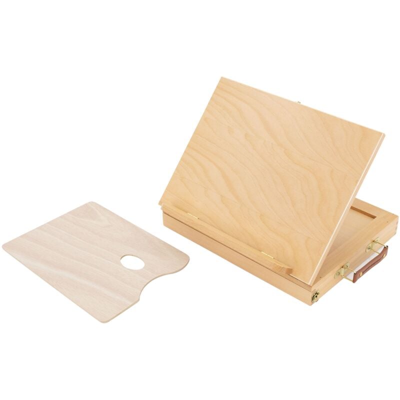 foto del prodotto ecd germany cavalletto da tavolo con cassetto in legno mini cavalletto per dipingere con valigetta porta colori cavalletti da seduta cavalletto