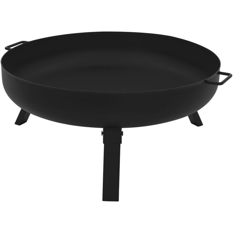 foto del prodotto ecd germany ciotola da fuoco 60 x 27 cm in acciaio nero con 3 piedi pieghevoli pozzo di fuoco per il giardino cesto da fuoco rotondo con telaio a
