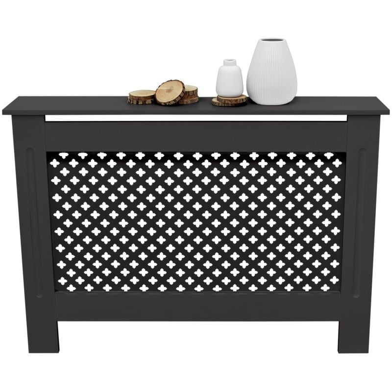 foto del prodotto ecd germany copritermosifone mdf 112x19x82 cm rivestimento del radiatore verniciato nero copertura del radiatore con motivo a nido d ape