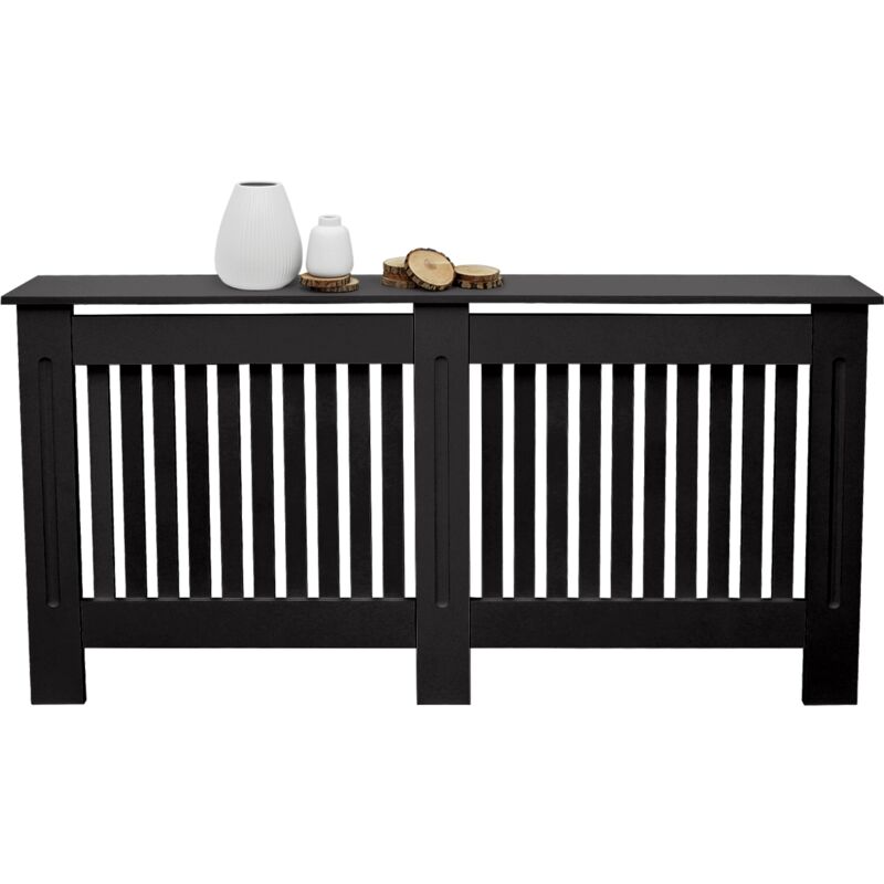 foto del prodotto ecd germany copritermosifone mdf 152x19x82 cm rivestimento del radiatore verniciato nero copertura del radiatore stile casa di campagna