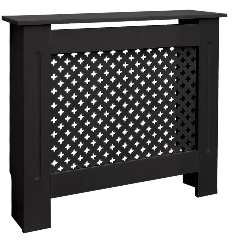 foto del prodotto ecd germany copritermosifone mdf 78x19x82 cm rivestimento del radiatore verniciato nero copertura del radiatore con motivo a nido d ape