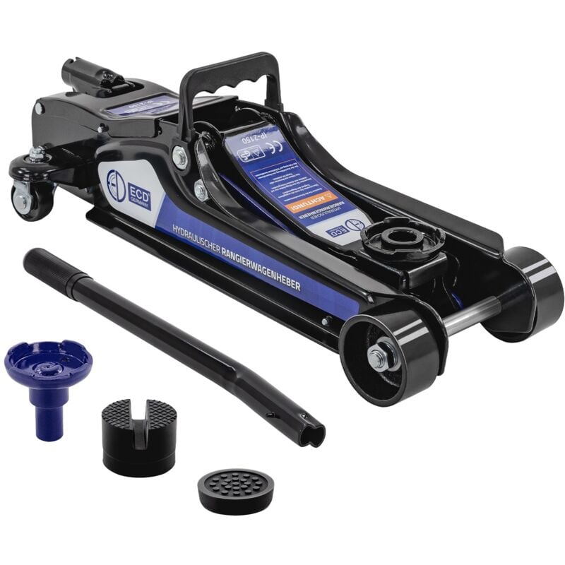 foto del prodotto ecd germany cric idraulico per auto martinetto sollevatore fino a 2,5 t altezza di sollevamento da 80 a 360 mm certificato t v gs rulli 360 
