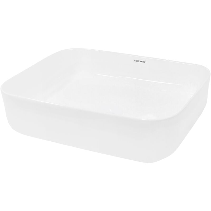 foto del prodotto ecd germany lavabo da appoggio in ceramica bianco lucido lavandino rettangolare 505 x 395 x 135 mm lavello moderno lavamano bacinella per ospiti