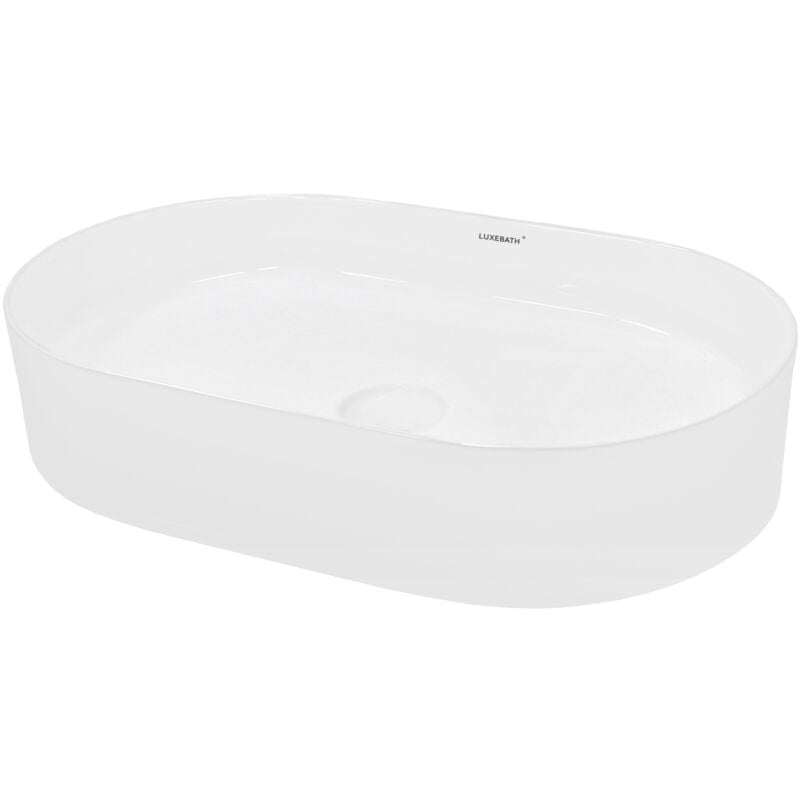 foto del prodotto ecd germany lavabo da appoggio in ceramica bianco lucido ovale tondo 605 x 380 x 125 mm design moderno lusso lavello lavandino lavamano bacinella