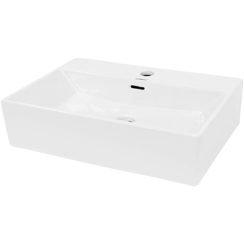 foto del prodotto ecd germany lavabo da appoggio in ceramica bianco lucido rettangolare 515 x 360 x 130 mm design moderno lusso lavello lavandino lavamano bacinella