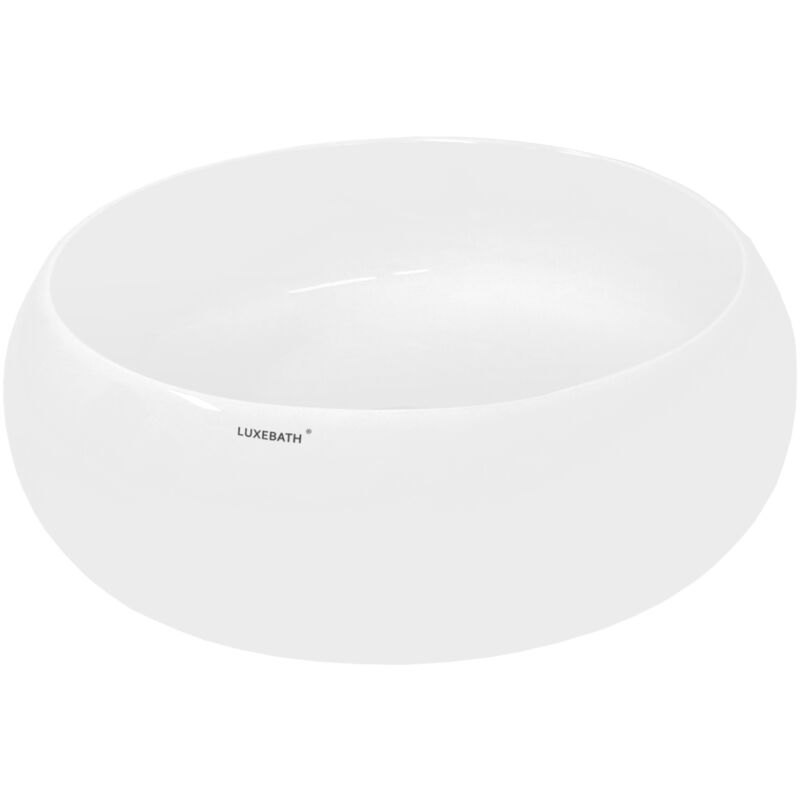foto del prodotto ecd germany lavabo da appoggio in ceramica bianco lucido rotondo 350 x 120 mm lavello design moderno lavandino bacinella per ospiti sanitari