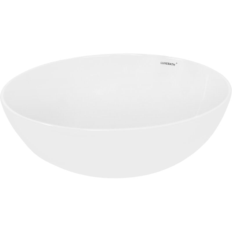 foto del prodotto ecd germany lavabo da appoggio in ceramica bianco lucido rotondo 400 x 147 mm design moderno tondo ovale lavandino lavello lavamano bacinella