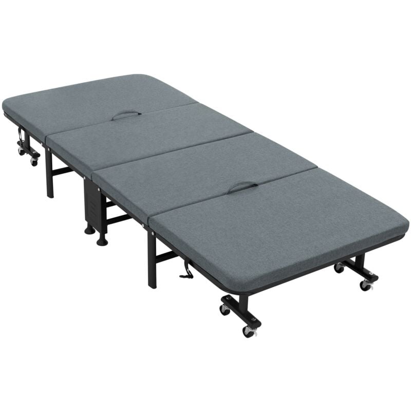 foto del prodotto ecd germany letto per ospiti 80x190 cm letto singolo pieghevole con materasso e cuscino letto da viaggio su 8 ruote struttura in acciaio stabile