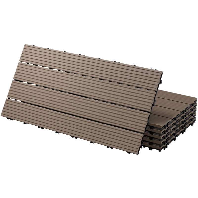 foto del prodotto ecd germany piastrelle per pavimenti da esterno pavimentazione per terrazze in wpc 60 x 30 cm set di 6 pezzi 1 m marrone scuro con aspetto legno