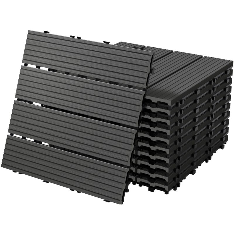 foto del prodotto ecd germany piastrelle per pavimenti da esterno piastrelle per terrazze in wpc 30x30 cm set di 11 pezzi per 1m antracite con aspetto legno