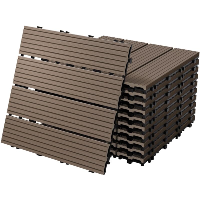 foto del prodotto ecd germany piastrelle per pavimenti da esterno piastrelle per terrazze in wpc 30x30 cm set di 22 pezzi per 2m marrone scuro con aspetto legno