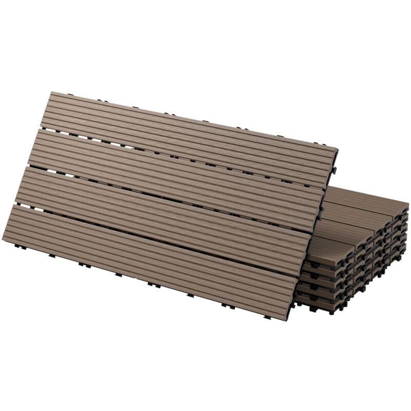 foto del prodotto ecd germany piastrelle per pavimenti da esterno piastrelle per terrazze in wpc 60x30 cm set di 12 pezzi 2m marrone scuro con aspetto legno
