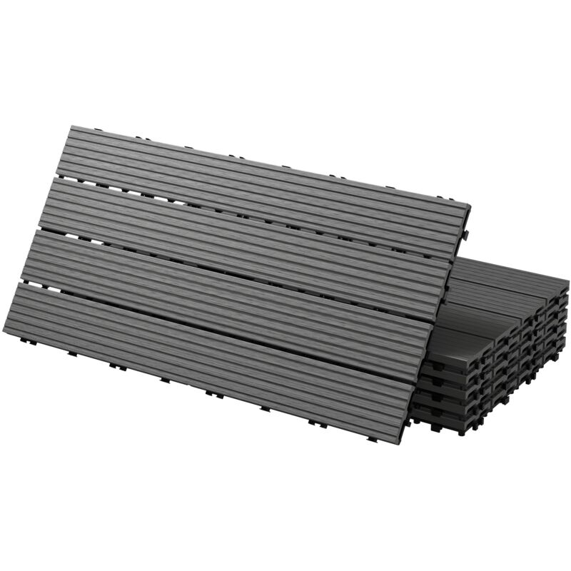 foto del prodotto ecd germany piastrelle per pavimenti da esterno piastrelle per terrazze in wpc antracite 60 x 30 cm set di 6 pezzi 1 m mattonelle con aspetto legno