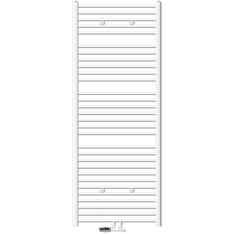 foto del prodotto ecd germany radiatore da bagno 750 x 1800 mm bianco diritto termosifone in acciaio attacco centrale scaldasalviette con termostato e set di