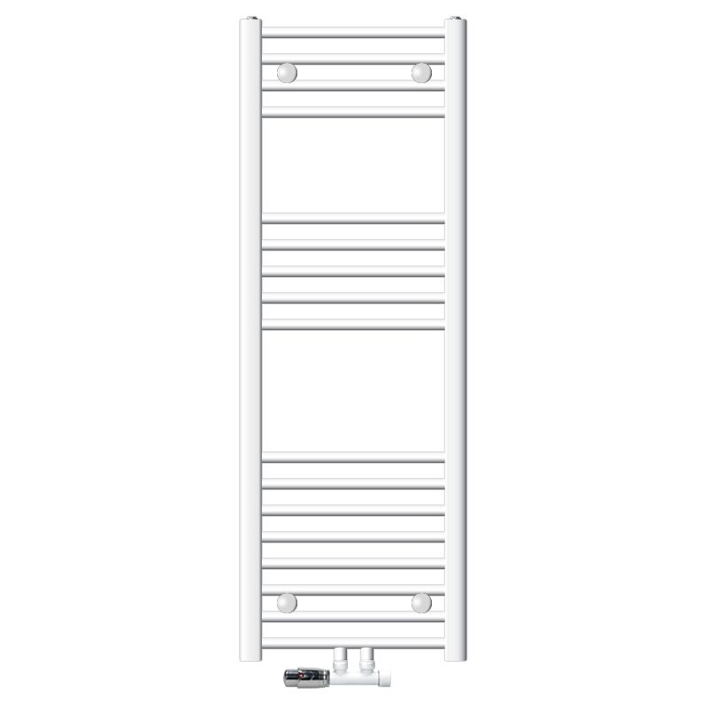 foto del prodotto ecd germany radiatore da bagno radiatore scaldasalviette con attacco centrale 400 x 1200 mm bianco diritto con termostato e set di collegamento a