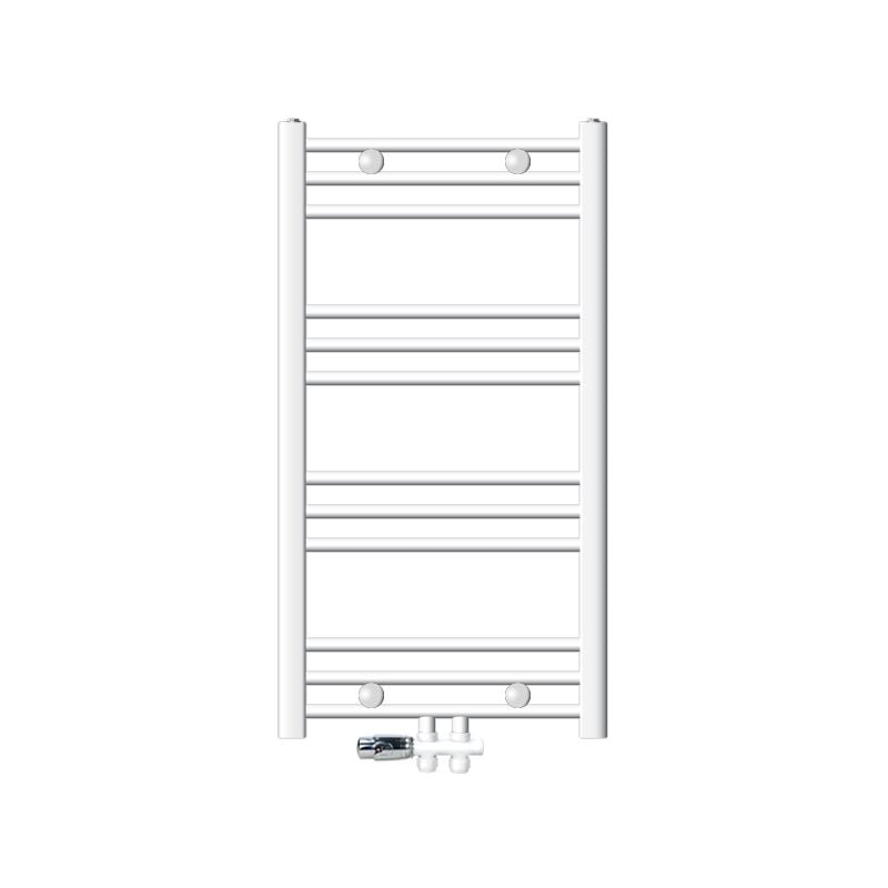 foto del prodotto ecd germany radiatore da bagno radiatore scaldasalviette radiatore 500 x 800 mm bianco dritto con attacco centrale radiatore asciugabiancheria incl.