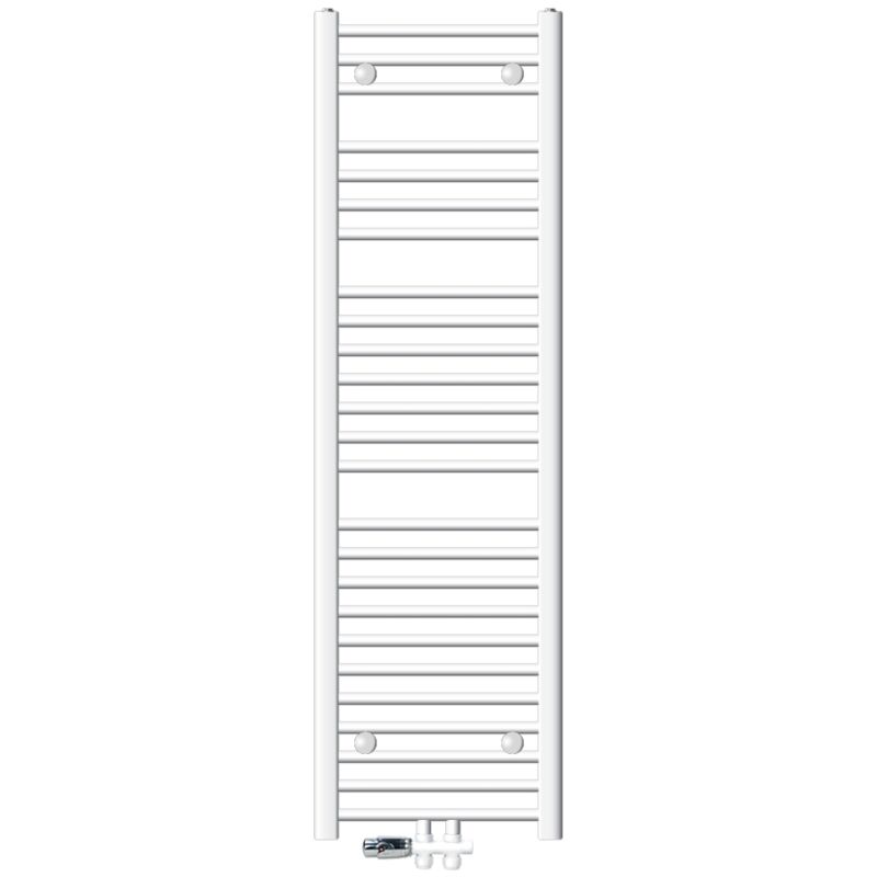 foto del prodotto ecd germany radiatore da bagno sahara 400 x 1500 mm bianco diritto termosifone in acciaio attacco centrale scaldasalviette con termostato e set di