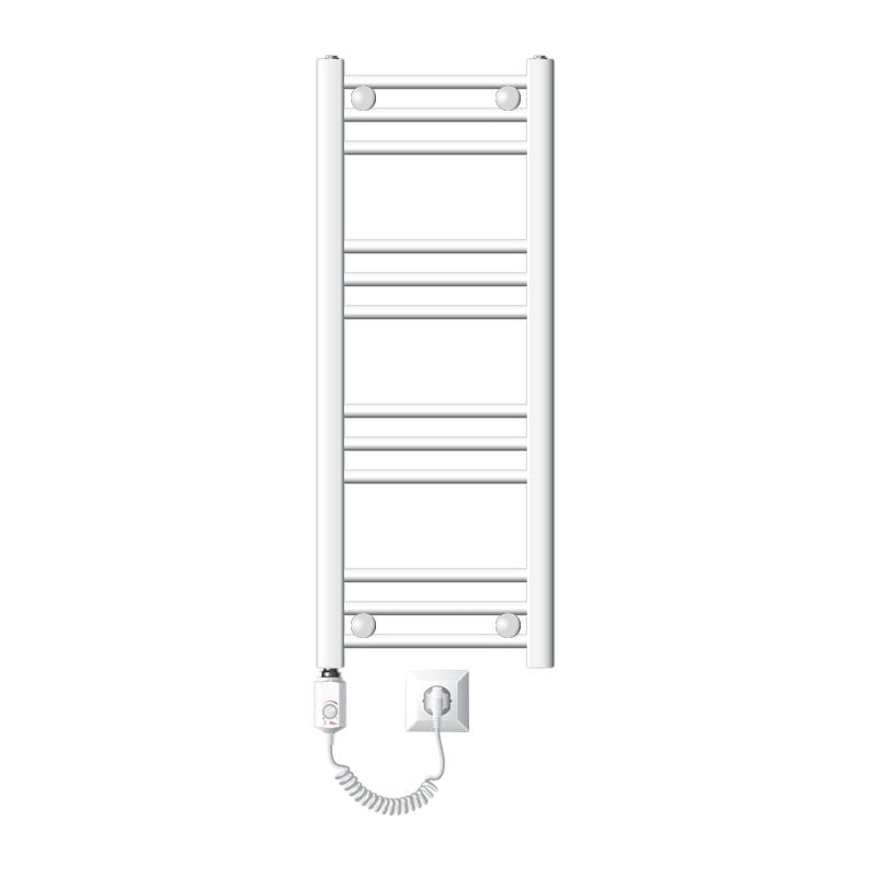 foto del prodotto ecd germany radiatore scaldasalviette elettrico 600w termoarredo da bagno moderno in acciaio bianco 300 x 800 mm bianco dritto con attacco