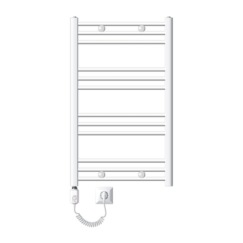 foto del prodotto ecd germany radiatore scaldasalviette elettrico 600w termoarredo da bagno moderno in acciaio bianco 600 x 800 mm bianco curvo con attacco
