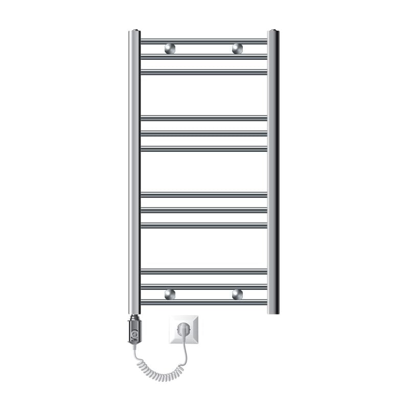 foto del prodotto ecd germany radiatore scaldasalviette elettrico 600w termoarredo da bagno moderno in acciaio cromato 500x800 mm dritto con attacco laterale