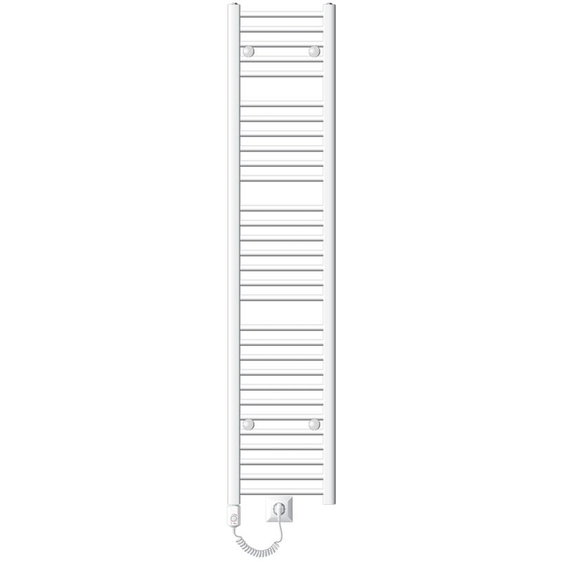foto del prodotto ecd germany radiatore scaldasalviette elettrico 900w termoarredo da bagno moderno in acciaio bianco 300 x 1800 mm bianco dritto con attacco