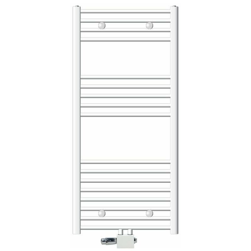 foto del prodotto ecd germany radiatore scaldasalviette radiatore da bagno bianco curvo con attacco centrale 600 x 1200 mm radiatore termoarredo con termostato set di