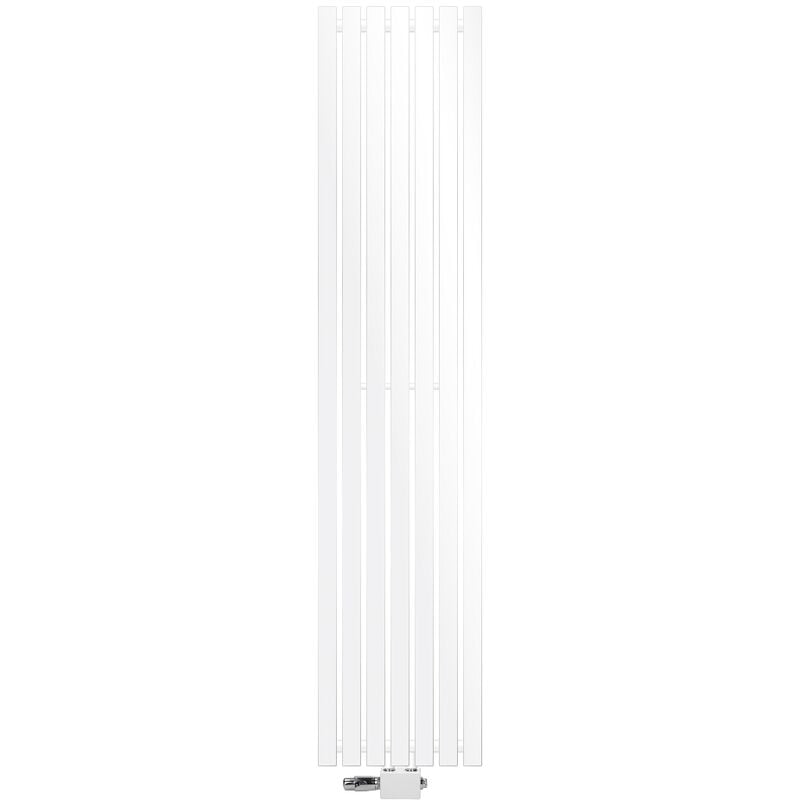 foto del prodotto ecd germany radiatore stella 370 x 1800 mm bianco con set connessioni raccordo centrale universale e termostato calorifero termosifone arredamento