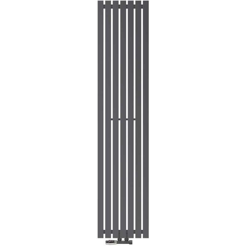 foto del prodotto ecd germany radiatore stella termosifone con attacco centrale angolare 370 x 1800 mm calorifero in acciaio antracite con kit di montaggio e