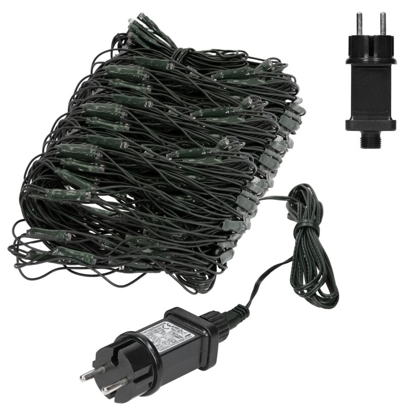 foto del prodotto ecd germany rete luminosa 320 lampadine led bianco caldo luci decorative natalizie interno esterno catena 3m cavo verde scuro grado protezione ip44